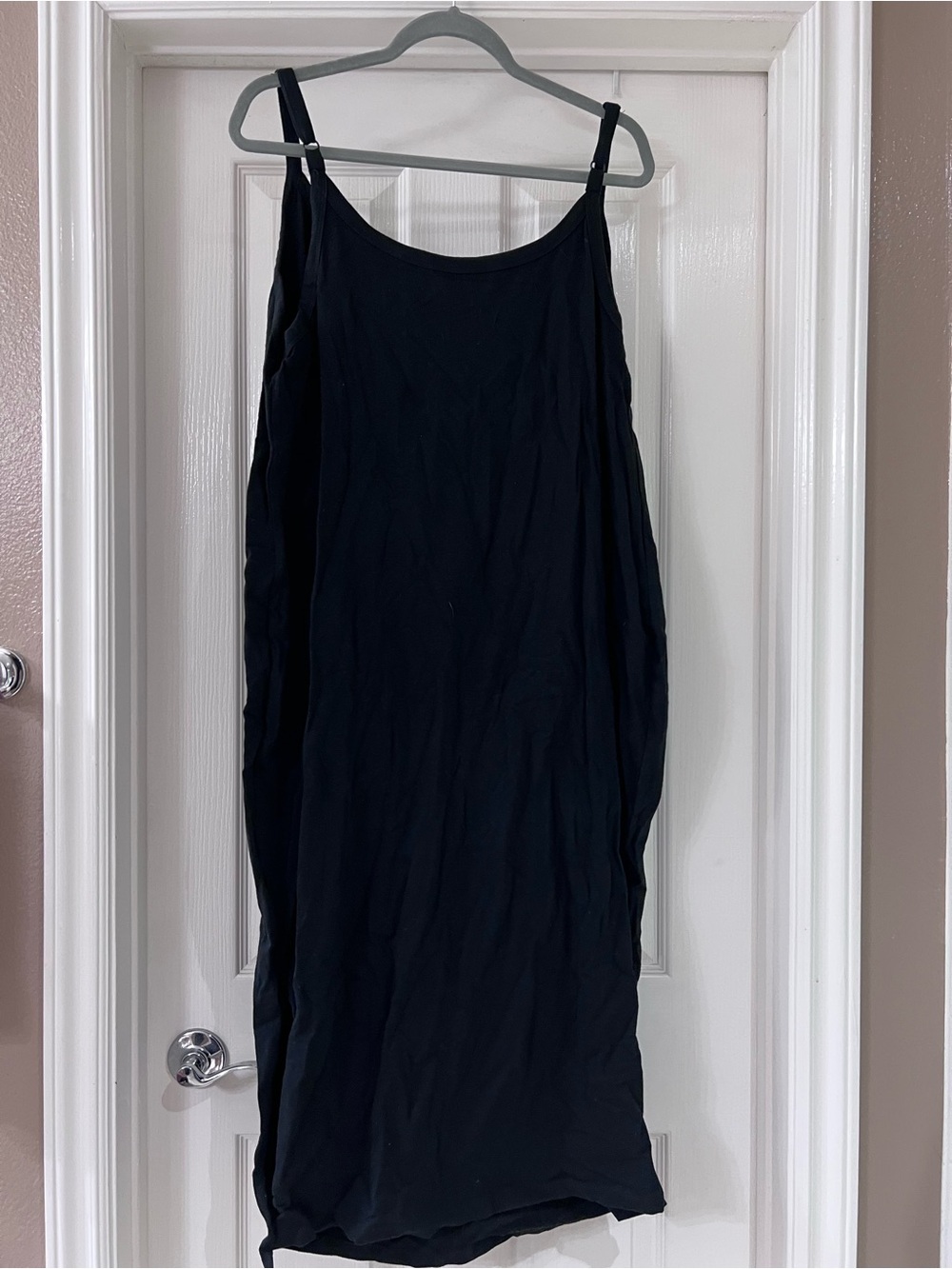 Ava & Viv Black Maxi Slip Dress with Spaghetti Straps